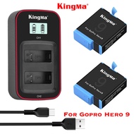 KingMa GoPro Hero 12 11 10 9 Battery + LCD Dual Charger For Gopro 9 / 10 / 11 / 12 และแท่นชาร์จ ยี่ห