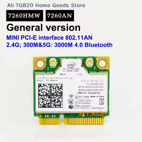 [TG820]1Pcs Mini PCI-E Dual-Band 2.4G/5Ghz Wireless Network Card AC 7260 7260HMW Bluetooth 4.0 802.1