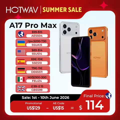 HOTWAV A17 Pro Max Ultra-Thin Smartphone 6.75'' 120Hz 3.5mm Headphone Jack Mobile Phone 4GB 256GB An