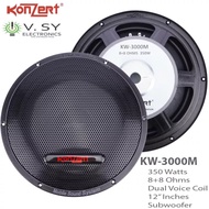 Original 2023 Konzert KW-3000M 12 Inches 350W 8 Ohms Dual Professional Hi-Fi Subwoofer Speaker KW3000M KW 3000M Sub Woofer 12in 12"