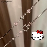(duyongtear0) 1/2Pcs Cute Sanrio Hello Kitty Pink Diamond Cherry Blossom Bracelet Fashion Adjustable