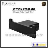 GANTUNGAN ATESON AT002ABA Clothes Hanger / ATESON AT 002 ABA Towel Hanger / Double Robe Hook Black