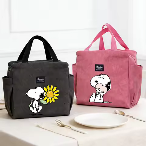 Snoopy Lunch Bag Kawaii Cartoon Portable Insulated Bag Large Capacity Fresh Pouch Food Thermal Box T