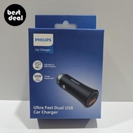 Philips DLP5522 Ultra Fast Dual USB Car Charger 50w USB-C & USB-A - Official Warranty
