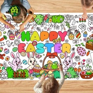 ZILUOLAN Easter Tablecloth, DIY Cartoon Bunny Easter Giant Coloring Poster, Art Craft Doodle Easter 