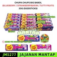 Halal CHUPA CHUPS Big Babol Chewing Gum 20g (5 x 20 Sticks) Blueberry / Strawberry & Cream / Tutti F