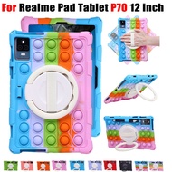 For Realme Pad Tablet P70 12 inch 360° Degree Rotatable Soft Child Silicone Stress Reliever Toys Soft Silicone Stand Cover Realme Pad Tablet P70 12 inch Tablet Case