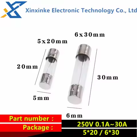 10PCS Glass Fuse 0.1A 0.2A 0.5A 1A 2A 3A 3.15A 4A 5A 6A 7A 8A 10A 250V Fuse Tube 5x20 Fuse 5*20 Car 