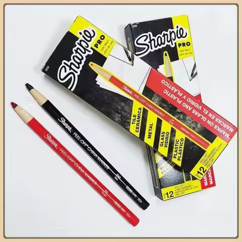 Sharpie 12pcs PEEL OFF Color Pencils Marker China Marker Paper Roll Crayon Marks on Metal Glass, Cle