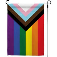 Progress Pride Rainbow Garden Flags - Inclusive Progress Yard Small Flag 12.5x18 Inch for LGBTQ Lesb