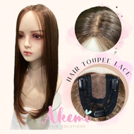 Hair TOUPEE LACE AKEMI - No Bangs 50cm [Women's Wig Gray Cover Bald Cover Hairpin model]