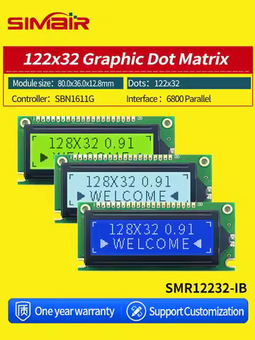 New 20 PIN 80x36mm 122*32 LCM SBN1661G STN COB LCD Display Screen Module 122x32 Graphic Dot Matrix 1