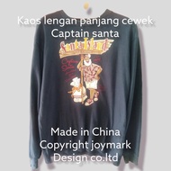 kaos lengan panjang cewek CAPTAIN SANTA ml ORI preloved navy