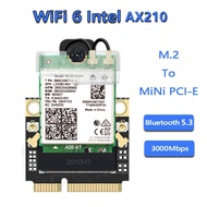 Thẻ Wifi Không Dây Băng Tần Kép Bộ Chuyển Đổi Mini PCI-E Wi-Fi 6 Intel AX210 Không Dây 3000Mbps Blue