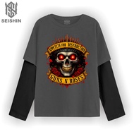 KATUN Seisin T-shirt long sleeve Double layer Guns n roses appetite for destrution vintage T-shirt d