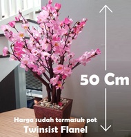 Pohon Sakura Plastik Artificial Palsu Tinggi 50 cm / Bunga Sakura Plastik / Pohon Hias Plastik / Poh