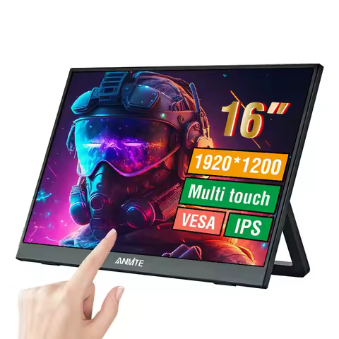 Anmite 16 inch Touch Portable Monitor 1200P HDR IPS Gaming Monitor USB TYPE C HDMI for Phone Laptop 