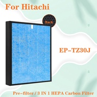 Replacement for air purifier HITACHI EP-TZ30J ,Compatible 3 in 1 Antibacterial  HEPA Carbon Filter
