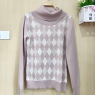 ​ Turtleneck Sweater Argyle Pattern Nude Pink Color Super Soft