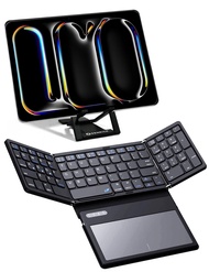 ZenRich Foldable Bluetooth Keyboard with [Stand Holder][Large Touchpad] [Numeric Keypad], Travel Poc