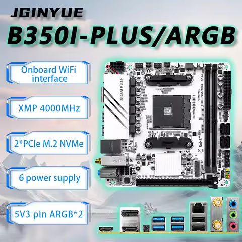 JGINYUE B350 AM4 mini ITX Motherboard supports Ryzen1000-5000 series R5 2600 3600 5600 DDR4 RAM Desk