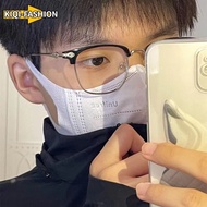 Harajuku Style Metal Half Frame Anti Blue Light Eyeglasses Eyebrow Frame Oversized Frame Eyeglasses