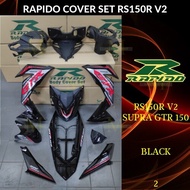 RAPIDO COVER SET RS150R/RS150 V2 V3 SUPRA GTR150 (2) BLACK (STICKER TANAM/AIRBRUSH) COVERSET