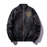 ZZOOI New Bomber Mns Jackets Embroidery Golden&white tiger Jacket Mens MA1 Pilot Bomber Jacket Male