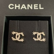 全新 new Chanel 23P earrings 香奈兒CC閃石銀色耳環  ABA435