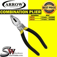 Arrow 6Inch/8Inch 152mm/200mm Combination Plier (Black Handle) #ARC6/ARC8