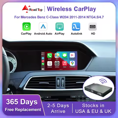 Road Top Android Auto Wireless CarPlay for Mercedes Benz C Class W204 NTG4.5/4.7 2011-2014 Mirror Li