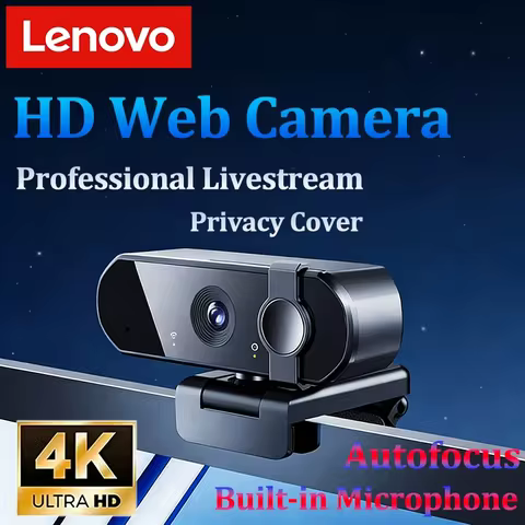 Lenovo 4K Webcam Autofocus 2K 8MP With Microphone Web Camera Full HD 1080P Computer Laptop Webcams f