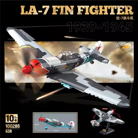 La-7 Fin Fighter Military Building Blocks WW2 Air Force Soldier Figures Bricks Educational Toys for 
