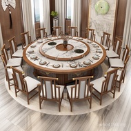 20 People 7k Hotel New Dining Table Hot Pot Solid Wood Large Board Round Table Hotel Chinese Rock Cl