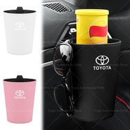 Durable Car Trash Bin Leather Car Hanging Rubbish Can for Toyota Corolla Yaris Aygo Prius RAV4 Camry