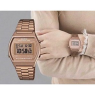 CASlO) นาฬิกาข้อมือ รุ่น B640WB-1B นาฬิกาcasio เซ็ทพร้อมกล่องคู่มือ นาฬิกาผู้หญิง สายเหล็ก สีดำ โรสโ