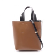 【二手】MARNI MARNI手提包，ブラウン/灰色皮革，兩用手提包，女士，二手