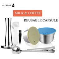 RECAFIMIL แคปซูลกาแฟครีมเครื่องชงกาแฟที่กรองนม,ชุดทำกาแฟเหล็กสแตนเลสสำหรับเอสเปรสโซแบบนำกลับมาใช้ใหม่ได้