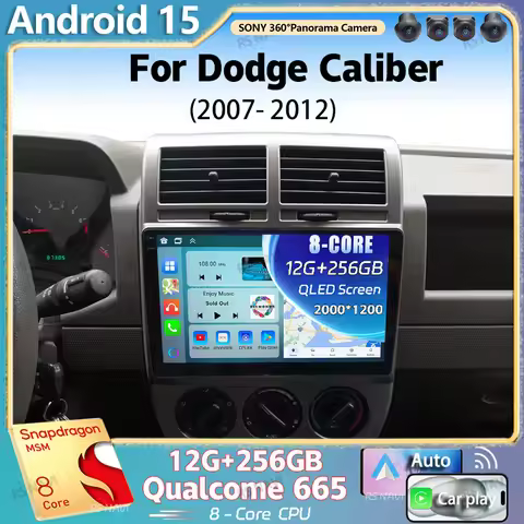 Android 15 For Dodge Caliber 2007 - 2012 2K QLED Android Car Radio Multimedia Video Player GPS AI Vo