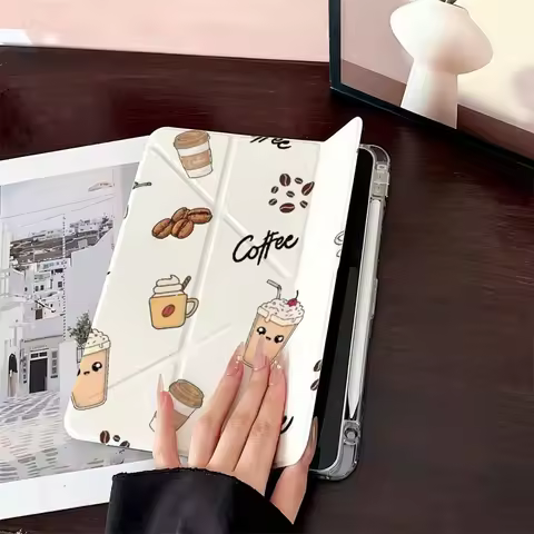Cartoon Coffee For Samsung Galaxy Tab A8 A9 A11 S6 S7 S8 S9 S10 FE Plus Lite Protective With Pen Slo