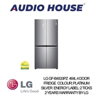 LG GF-B4533PZ  464L 4 DOOR FRIDGE  COLOUR: PLATINUM SILVER  ENERGY LABEL: 2 TICKS  2 YEARS WARRANTY BY LG