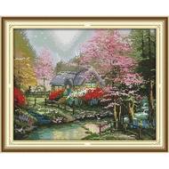 The Stream Side Cottage Canvas DMC Counted Cross Stitch Kits Cross-stitch