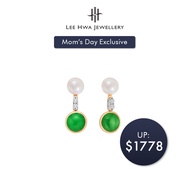 [Mom's Day Exclusive] Lee Hwa Jewellery Jade Diamond Pearl Earrings