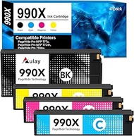 Aulay High Yield 990X Ink Cartridge for PageWide Color 755dn MFP774dn MFP 774dns Printer Ink (Black,