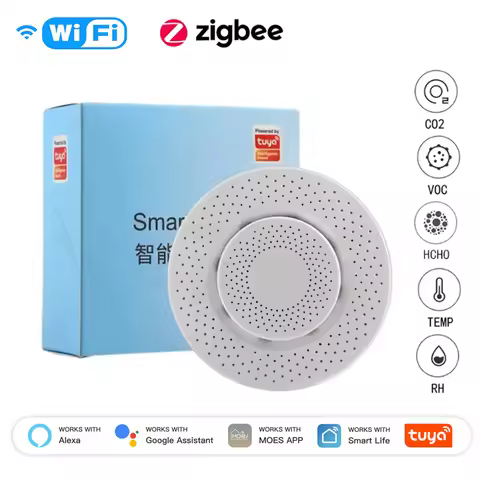 Tuya Zigbee/WiFi Smart Air Quality Sensor Smart Air Box CO2 Meter Formaldehyde VOC Temperature Humid