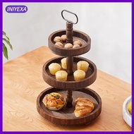 [Iniyexa] Wooden Cake Stand Candy Plate Multifunctional Dessert Stand Round Cake for