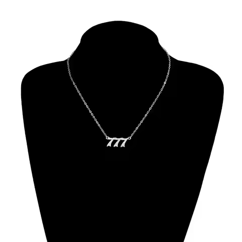 1Pc Light Luxury Minimalist 777 Number Necklace, Fashionable Rhinestone Niche Versatile Necklace, Su