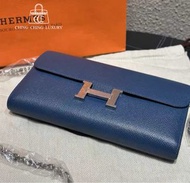 🌈Hermes💙Constance Wallet💙深邃藍拼珍珠灰銀扣 💙98新🌟Epsom皮🌟送豬鼻鏈🌟長銀包🌟constance🌟constancewallet🌟愛馬仕🌟