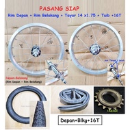 14 x1.75 READY TO PAIR rim - rim 16" bicycle, tire 14 x1.75 and tuib. Just install the bicycle tire