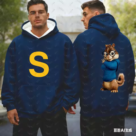 Men'S Boy's Alvin and The Chipmunks 2 Hoodie 3D Print Long Sleeve Pullover Casual Streetwear Cartoon